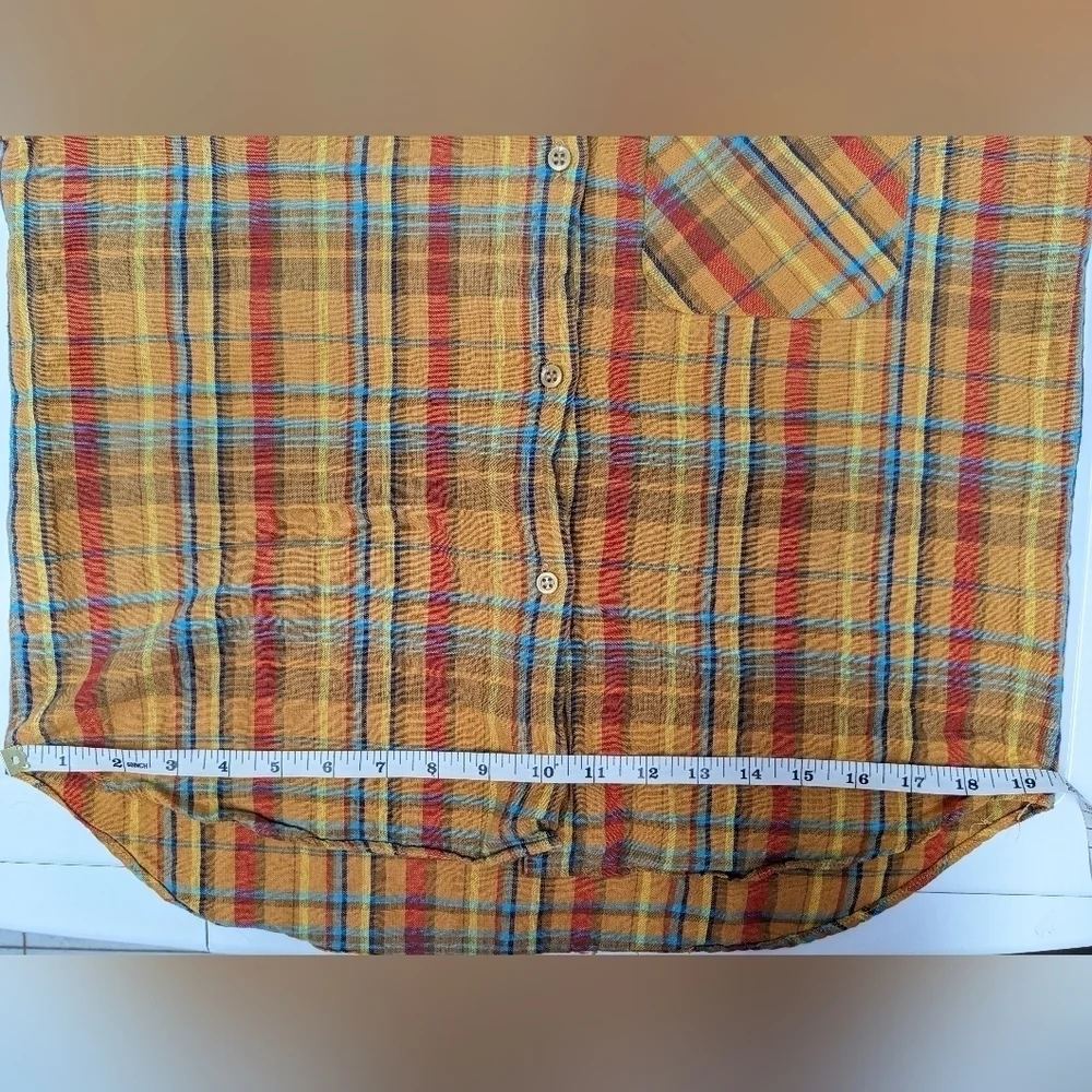 Didier Hagler vintage Madras plaid sleeveless button down shirt size 42 - Picture 9 of 11